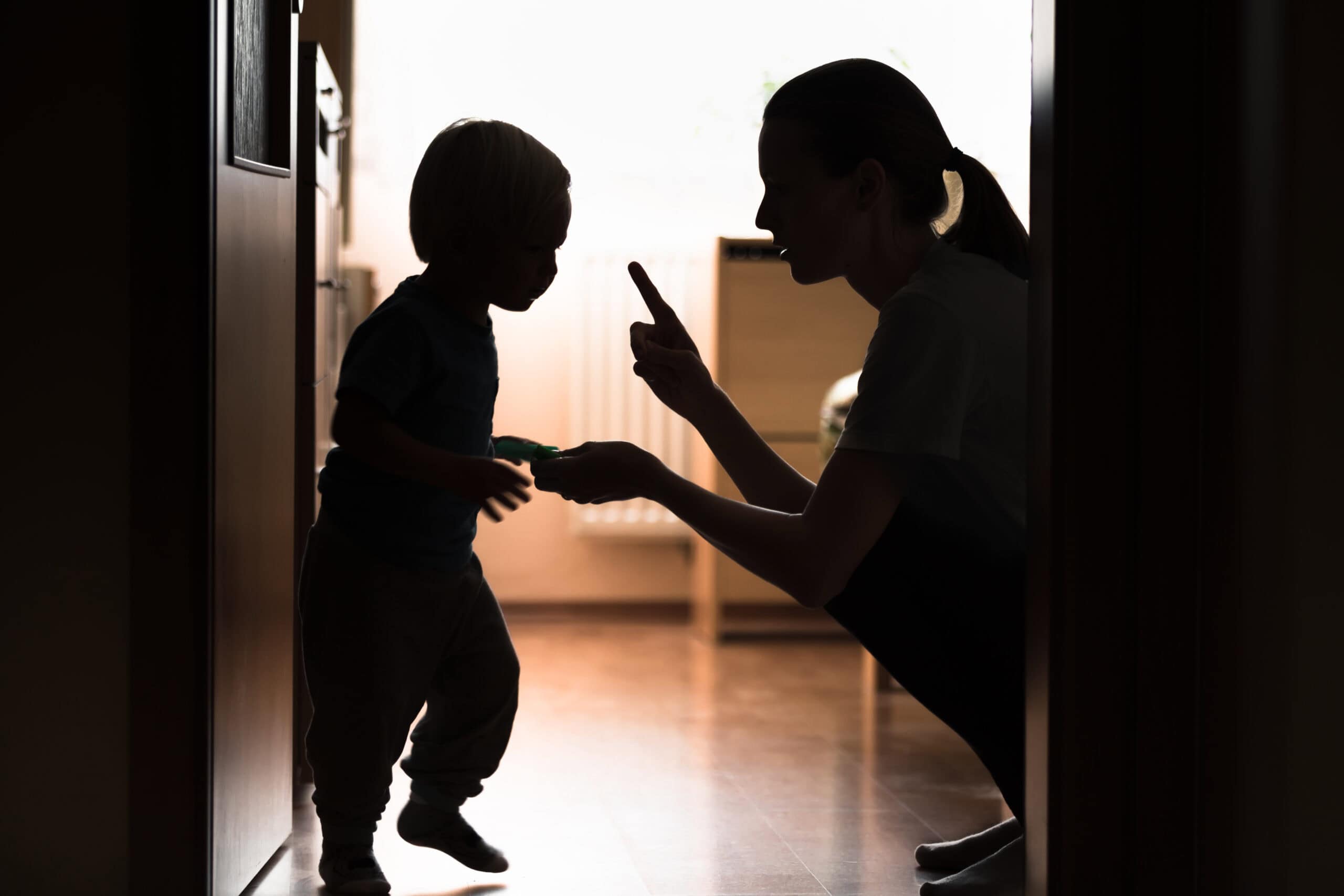 Mother disciplining her child